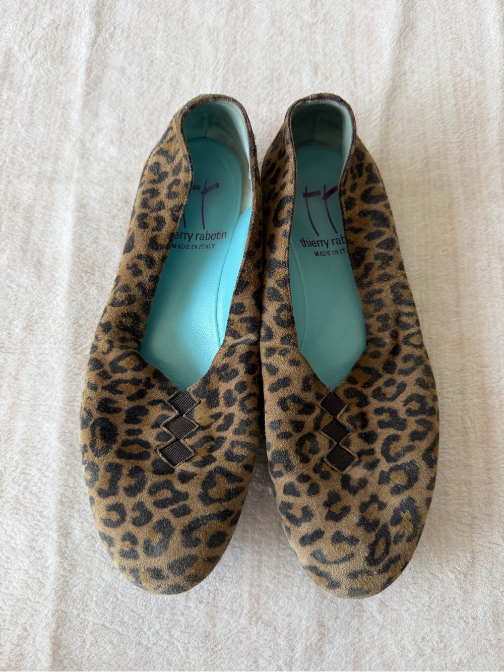Thierry Rabotin Italy Grace Leather Ballet Flats Cheetah